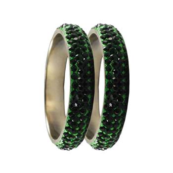 Green Studded Jewellery Crystal Bangles And Bracelets 2