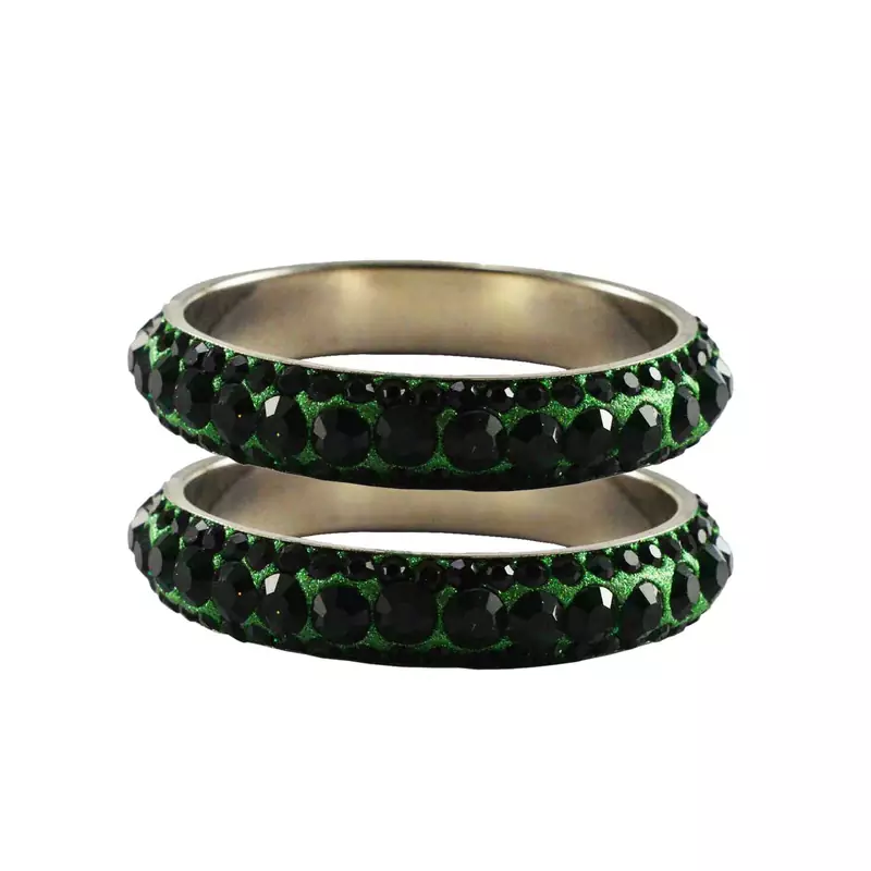 Green Studded Jewellery Crystal Bangles And Bracelets