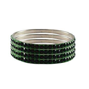Green Studded Jewellery Crystal Bangles And Bracelets 1