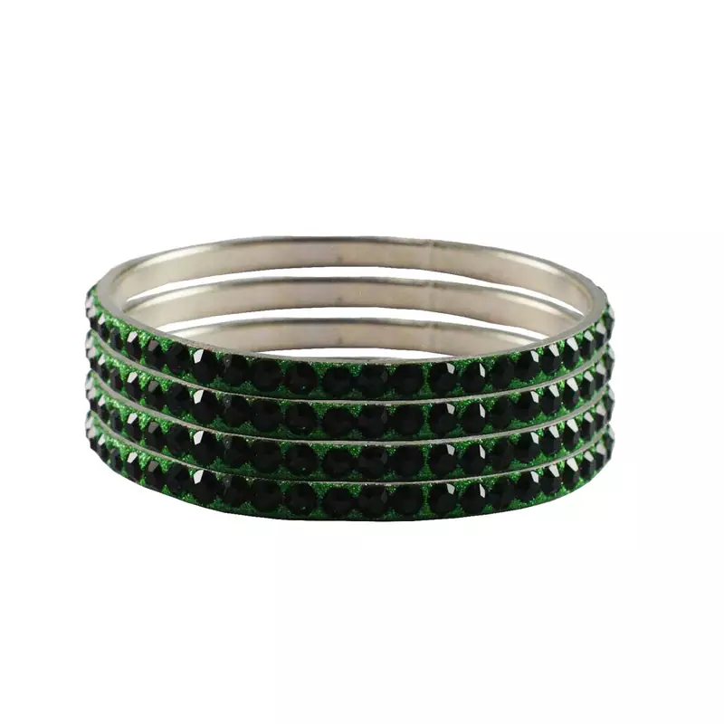Green Studded Jewellery Crystal Bangles And Bracelets