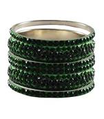 Green Studded Jewellery Crystal Bangles And Bracelets