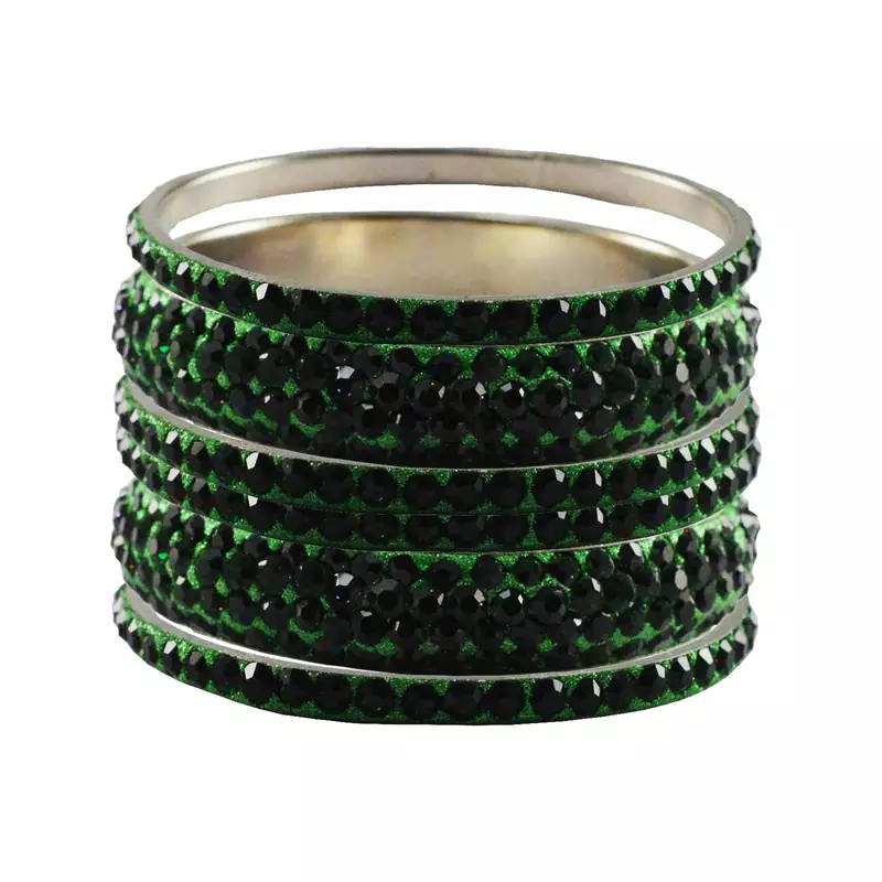 Green Studded Jewellery Crystal Bangles And Bracelets
