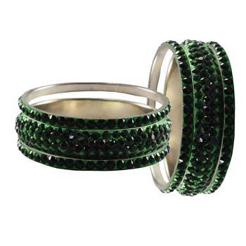 Green Studded Jewellery Crystal Bangles And Bracelets 2