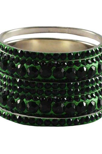 Green Studded Jewellery Crystal Bangles And Bracelets
