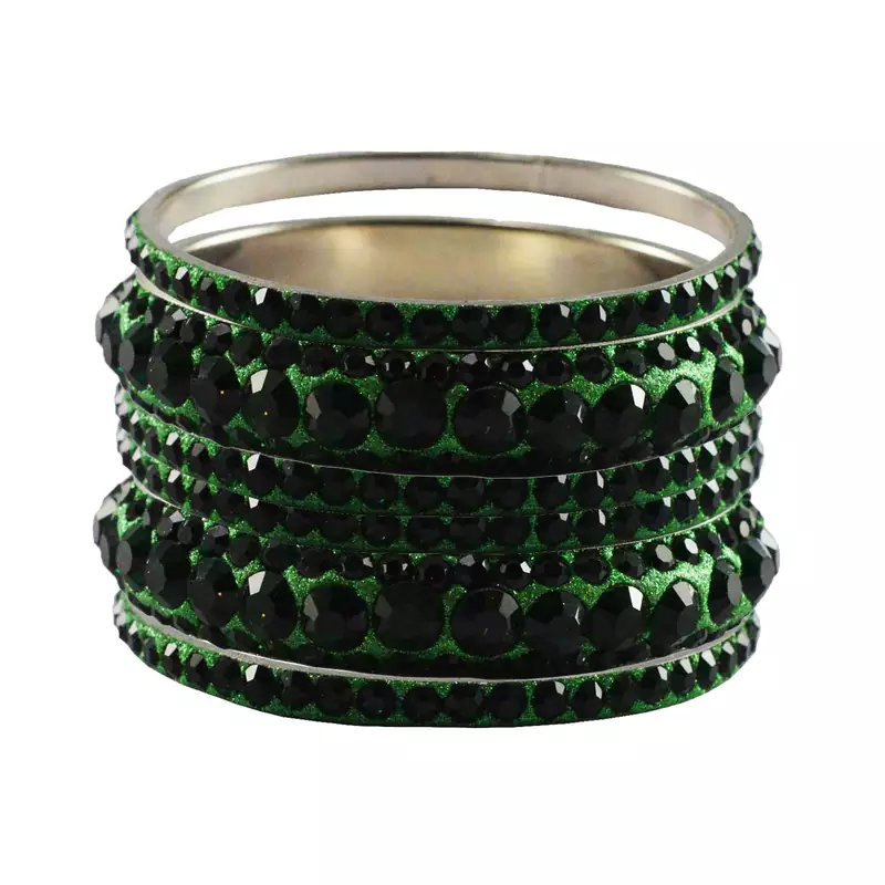 Green Studded Jewellery Crystal Bangles And Bracelets