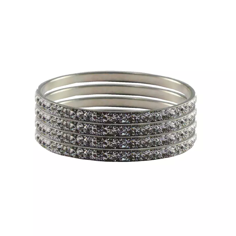 Silver Studded Jewellery Crystal Bangles And Bracelets