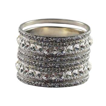 Silver Studded Jewellery Crystal Bangles And Bracelets 1