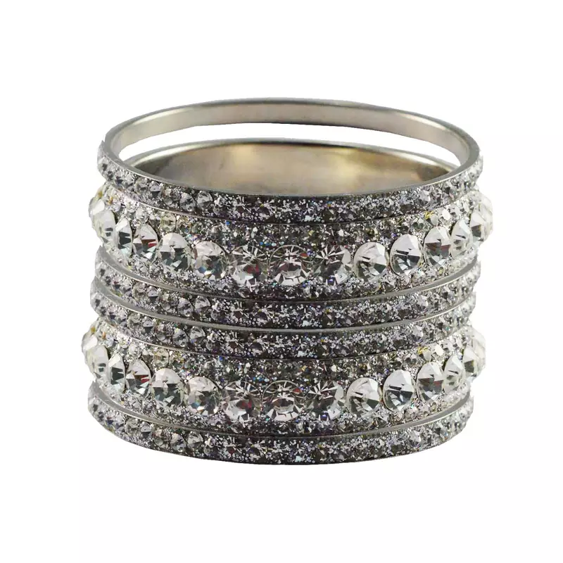 Silver Studded Jewellery Crystal Bangles And Bracelets
