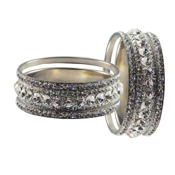 Silver Studded Jewellery Crystal Bangles And Bracelets 2