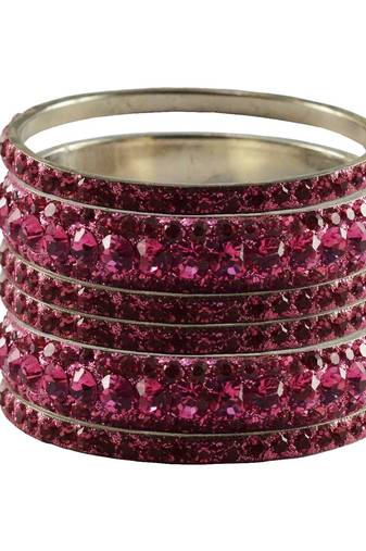 Pink Studded Jewellery Crystal Bangles And Bracelets