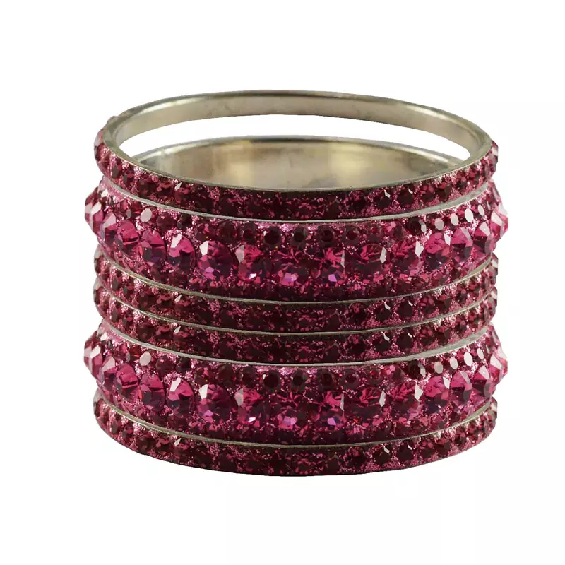 Pink Studded Jewellery Crystal Bangles And Bracelets