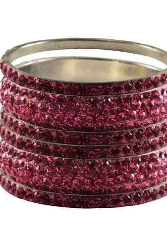 Pink Studded Jewellery Crystal Bangles And Bracelets