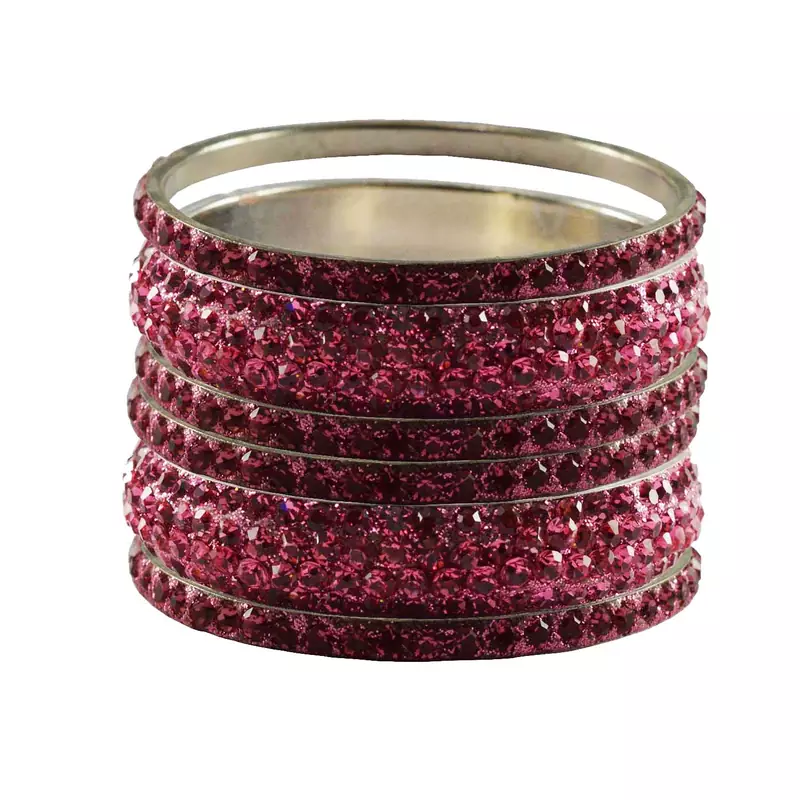 Pink Studded Jewellery Crystal Bangles And Bracelets