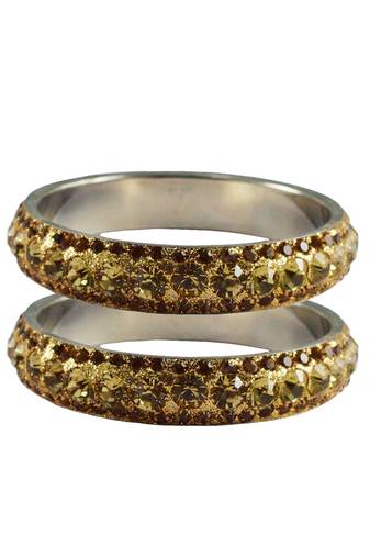 Gold Studded Jewellery Crystal Bangles And Bracelets