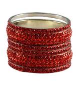Red Studded Jewellery Crystal Bangles And Bracelets