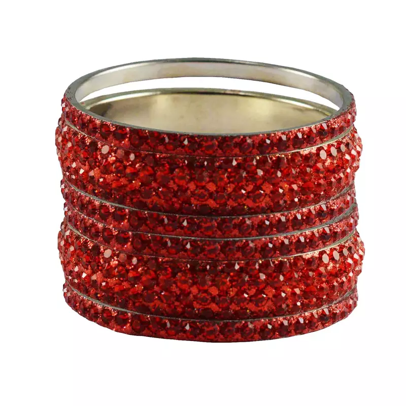 Red Studded Jewellery Crystal Bangles And Bracelets