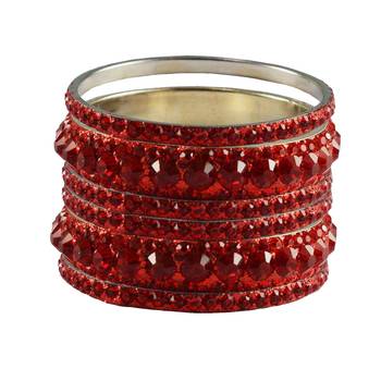 Red Studded Jewellery Crystal Bangles And Bracelets 1