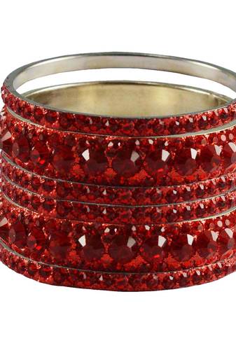 Red Studded Jewellery Crystal Bangles And Bracelets