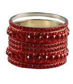 Red Studded Jewellery Crystal Bangles And Bracelets