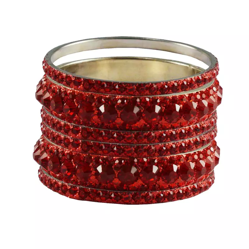Red Studded Jewellery Crystal Bangles And Bracelets