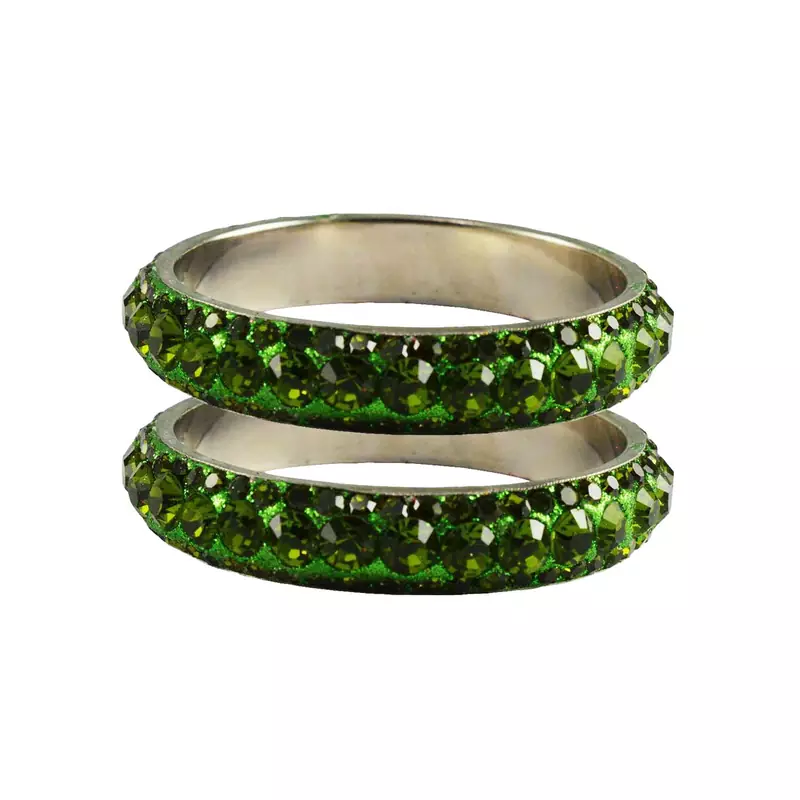 Green Studded Jewellery Crystal Bangles And Bracelets