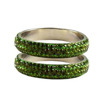 Green Studded Jewellery Crystal Bangles And Bracelets 1
