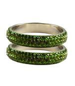 Green Studded Jewellery Crystal Bangles And Bracelets