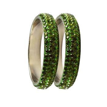 Green Studded Jewellery Crystal Bangles And Bracelets 2