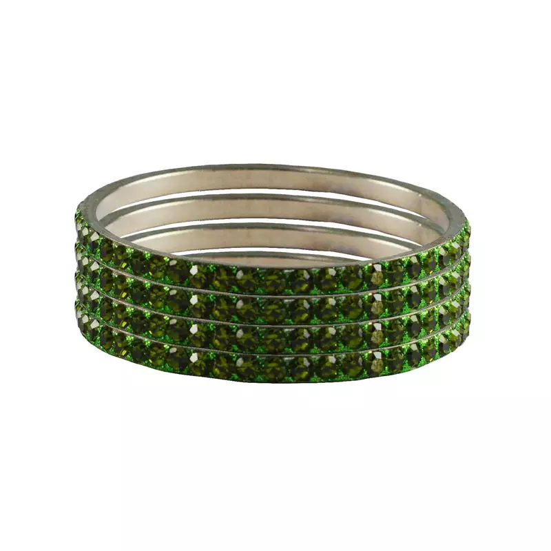 Green Studded Jewellery Crystal Bangles And Bracelets