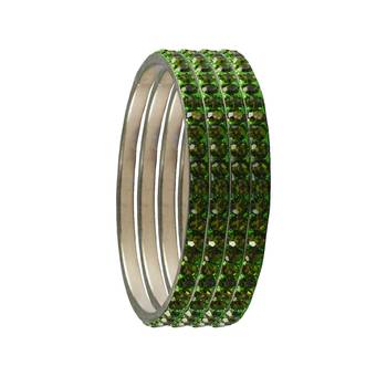 Green Studded Jewellery Crystal Bangles And Bracelets 2