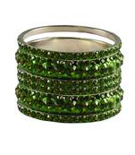 Green Studded Jewellery Crystal Bangles And Bracelets