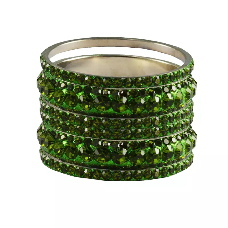 Green Studded Jewellery Crystal Bangles And Bracelets