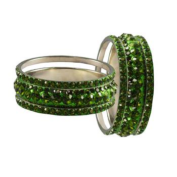 Green Studded Jewellery Crystal Bangles And Bracelets 2