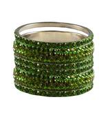 Green Studded Jewellery Crystal Bangles And Bracelets
