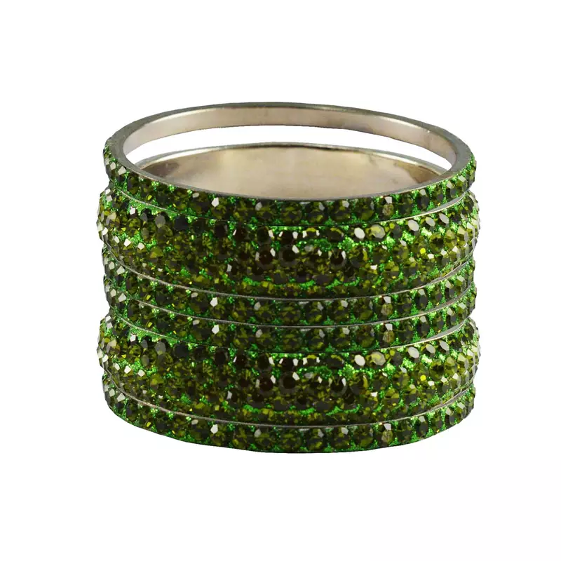 Green Studded Jewellery Crystal Bangles And Bracelets