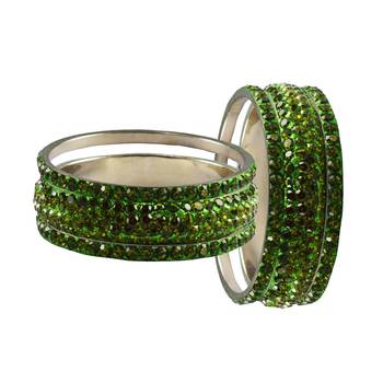 Green Studded Jewellery Crystal Bangles And Bracelets 2