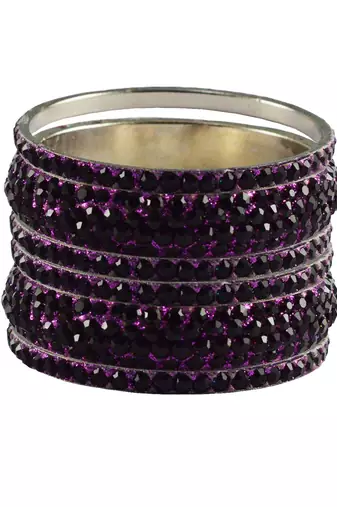 Purple Studded Jewellery Crystal Bangles And Bracelets