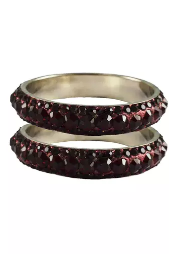 Maroon Studded Jewellery Crystal Bangles And Bracelets