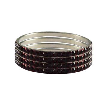 Maroon Studded Jewellery Crystal Bangles And Bracelets 1