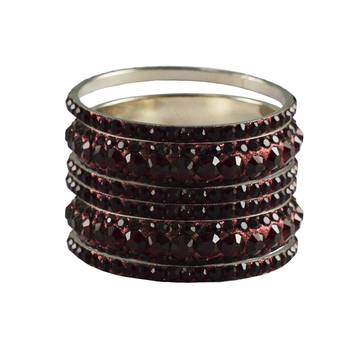 Maroon Studded Jewellery Crystal Bangles And Bracelets 1