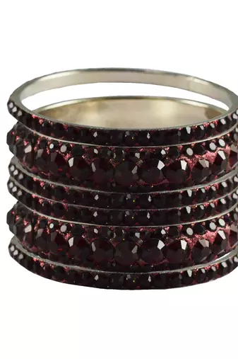 Maroon Studded Jewellery Crystal Bangles And Bracelets