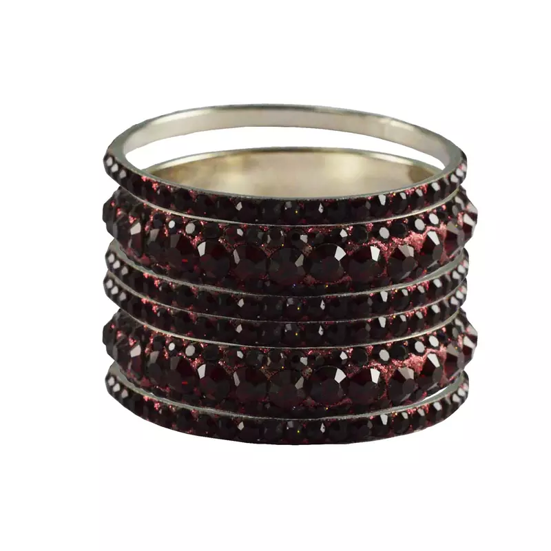 Maroon Studded Jewellery Crystal Bangles And Bracelets