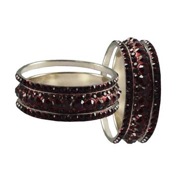 Maroon Studded Jewellery Crystal Bangles And Bracelets 2