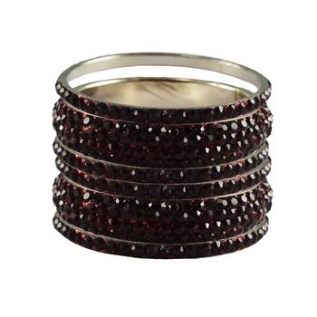 Maroon Studded Jewellery Crystal Bangles And Bracelets 1