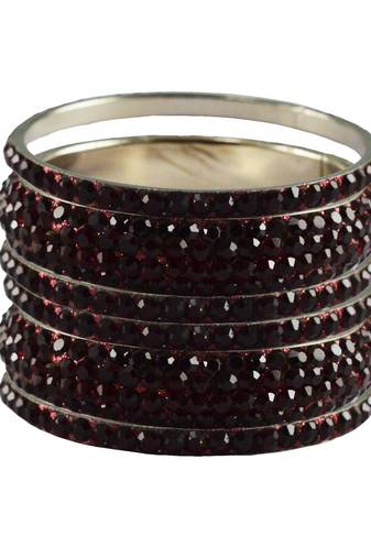 Maroon Studded Jewellery Crystal Bangles And Bracelets