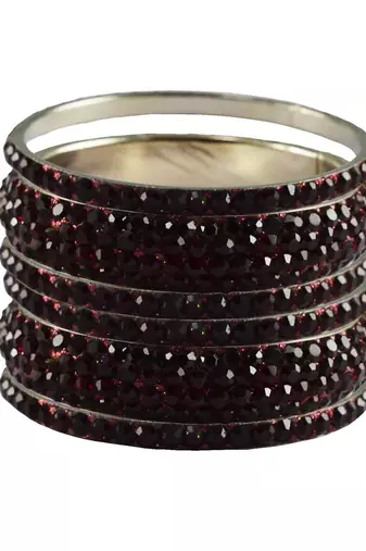 Maroon Studded Jewellery Crystal Bangles And Bracelets