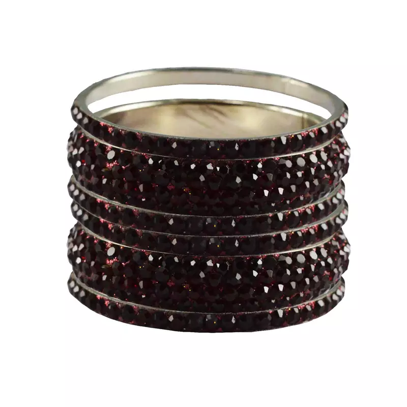 Maroon Studded Jewellery Crystal Bangles And Bracelets