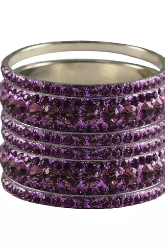 Purple Studded Jewellery Crystal Bangles And Bracelets