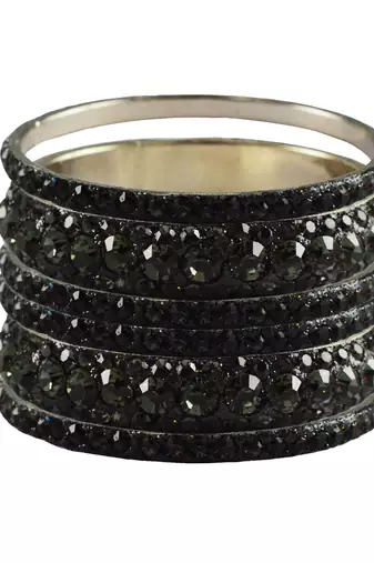 Grey Studded Jewellery Crystal Bangles And Bracelets