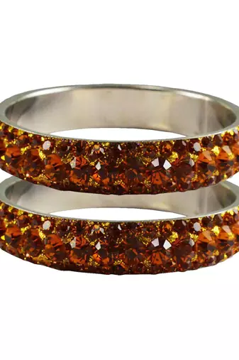Orange Studded Jewellery Crystal Bangles And Bracelets